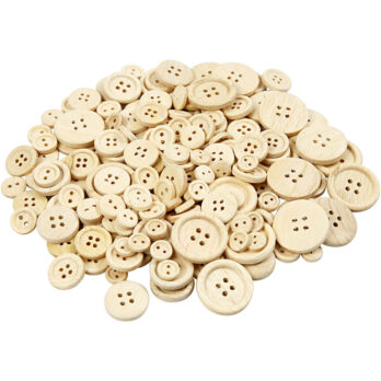 Puidust nööbid, diameeter. 8+11+15+18+23 mm, 440 tk/ 1 pakk