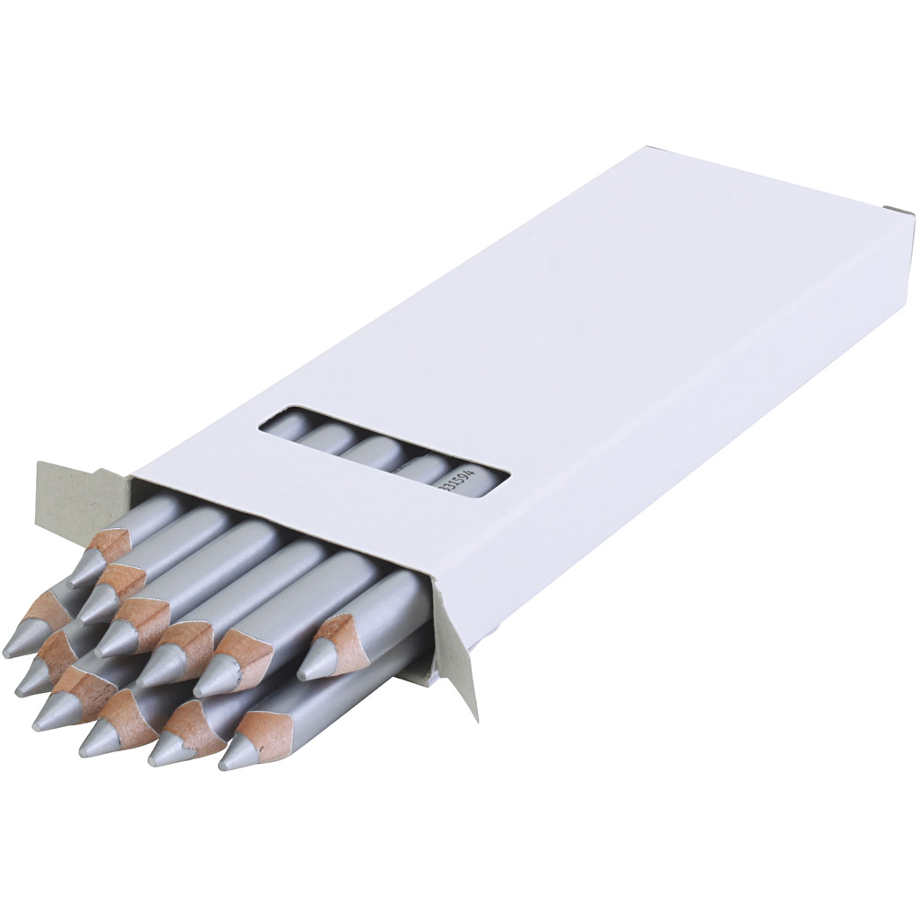 Edu Jumbo värvipliiatsid, paksus 10 mm, münt 6,25 mm, hõbedane, 12 tk/ 1 pakk