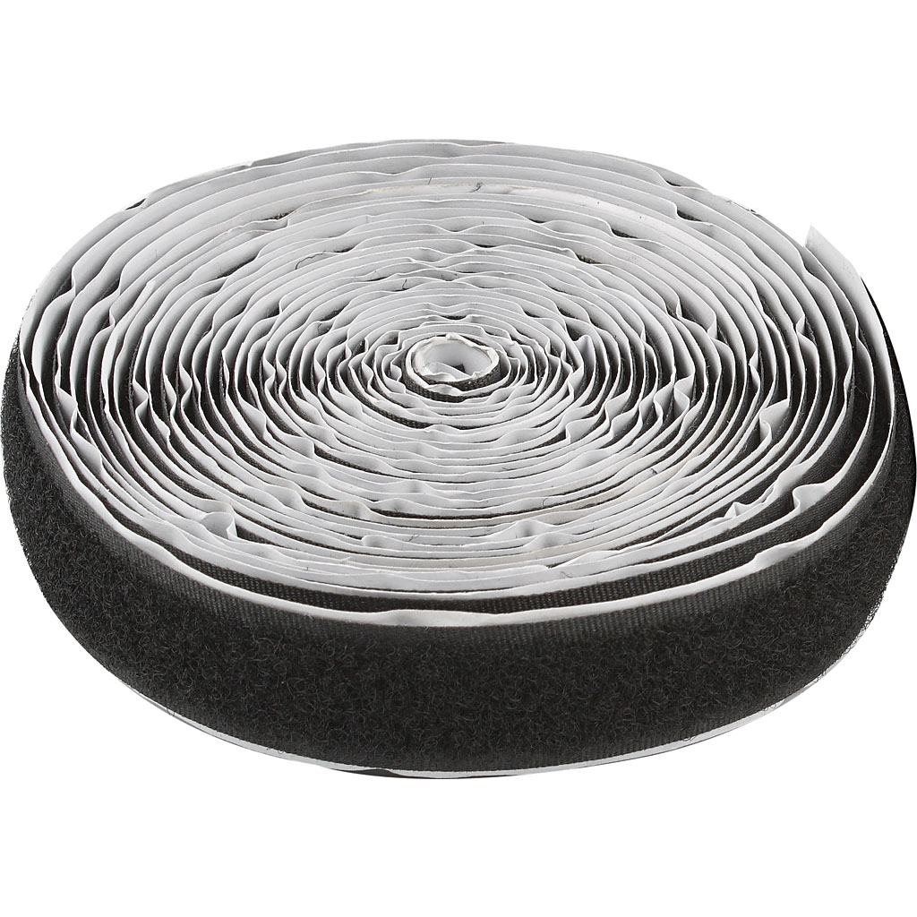 Hook & Loop, isekleepuv, W: 20 mm, must, 5 m/ 1 rull - Image 2