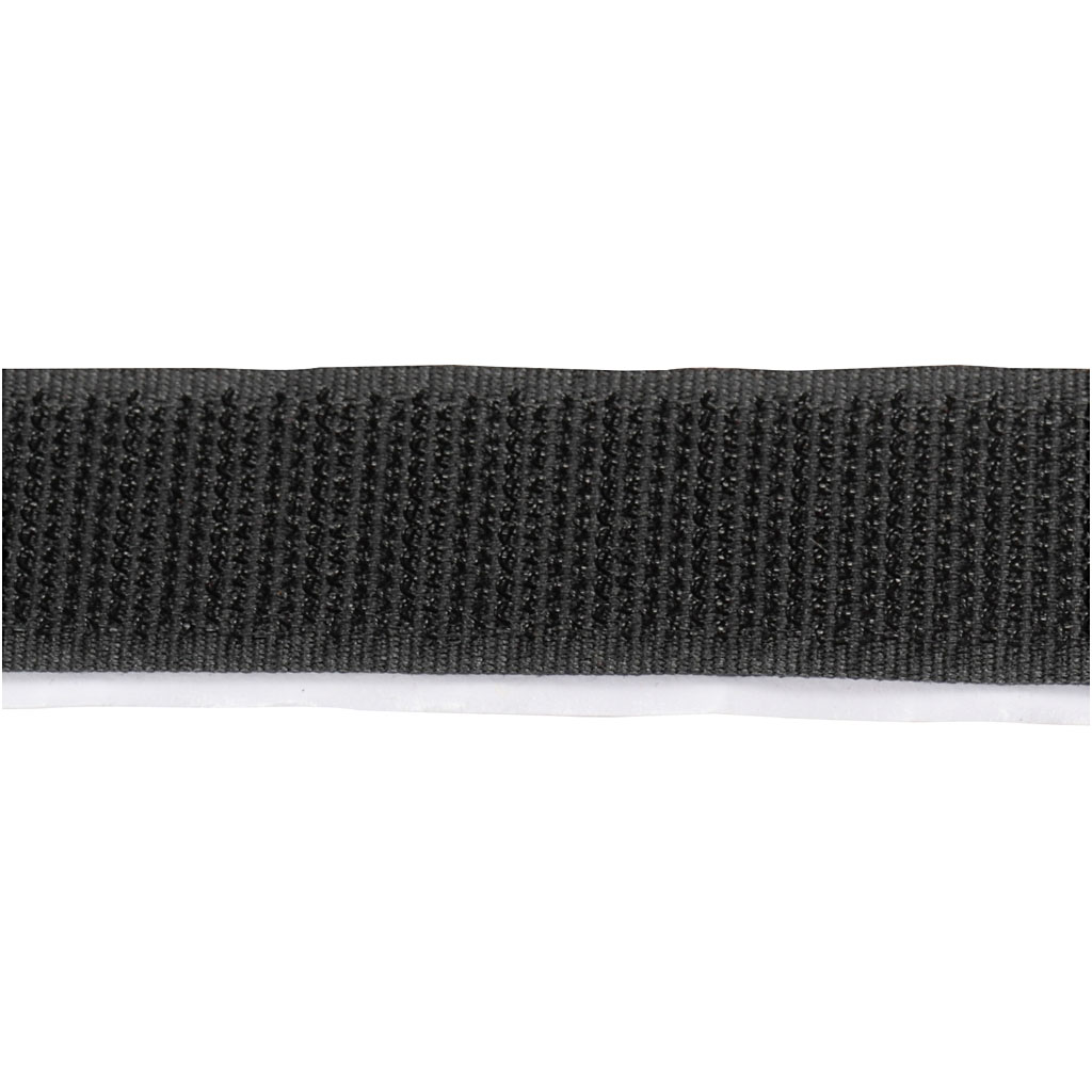 Hook & Loop, isekleepuv, W: 20 mm, must, 5 m/ 1 rull - Image 3