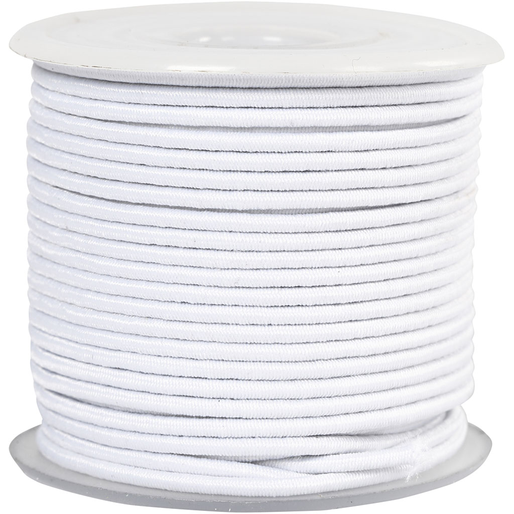 Elastne nöör, paksus 2 mm, valge, 25 m/ 1 rull