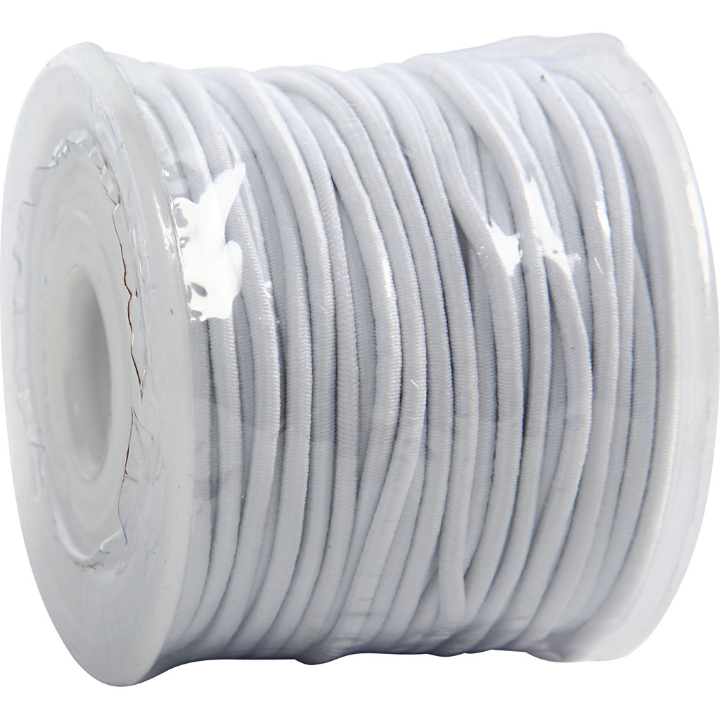 Elastne nöör, paksus 2 mm, valge, 25 m/ 1 rull - Pilt 2