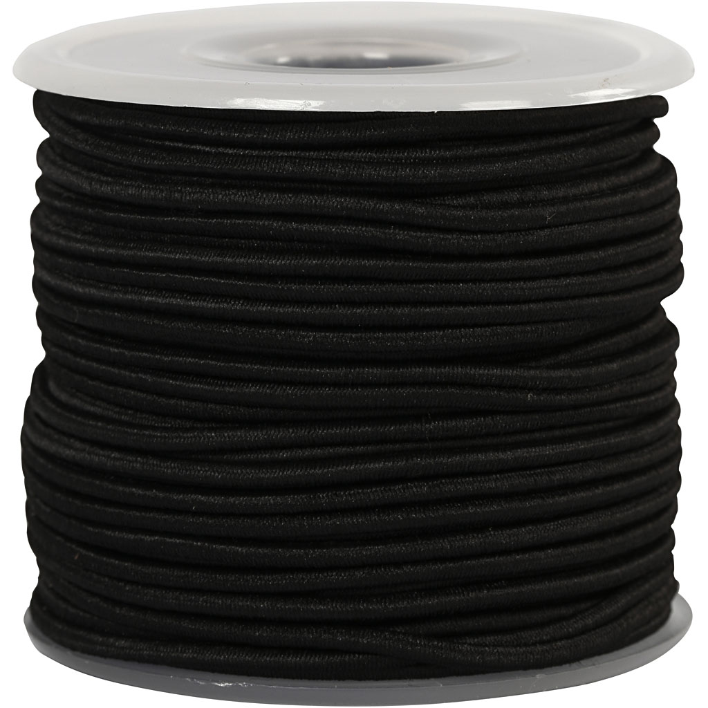 Elastne nöör, paksus 2 mm, must, 25 m/ 1 rull