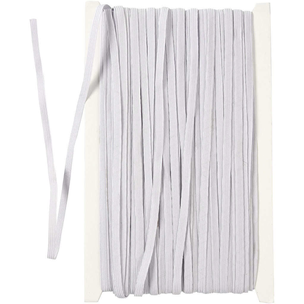 Elastne helmestik, W: 6 mm, valge, 50 m/ 1 rull