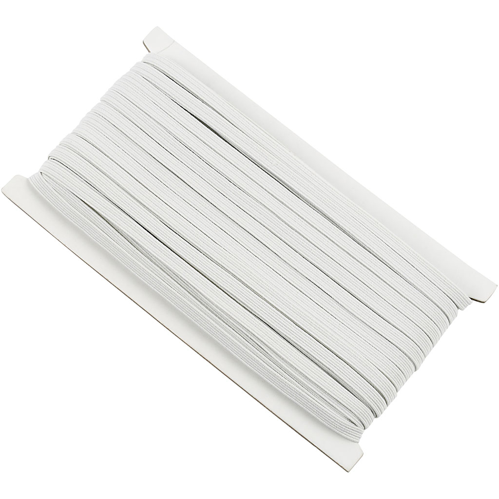 Elastne helmestik, W: 6 mm, valge, 50 m/ 1 rull - Pilt 2