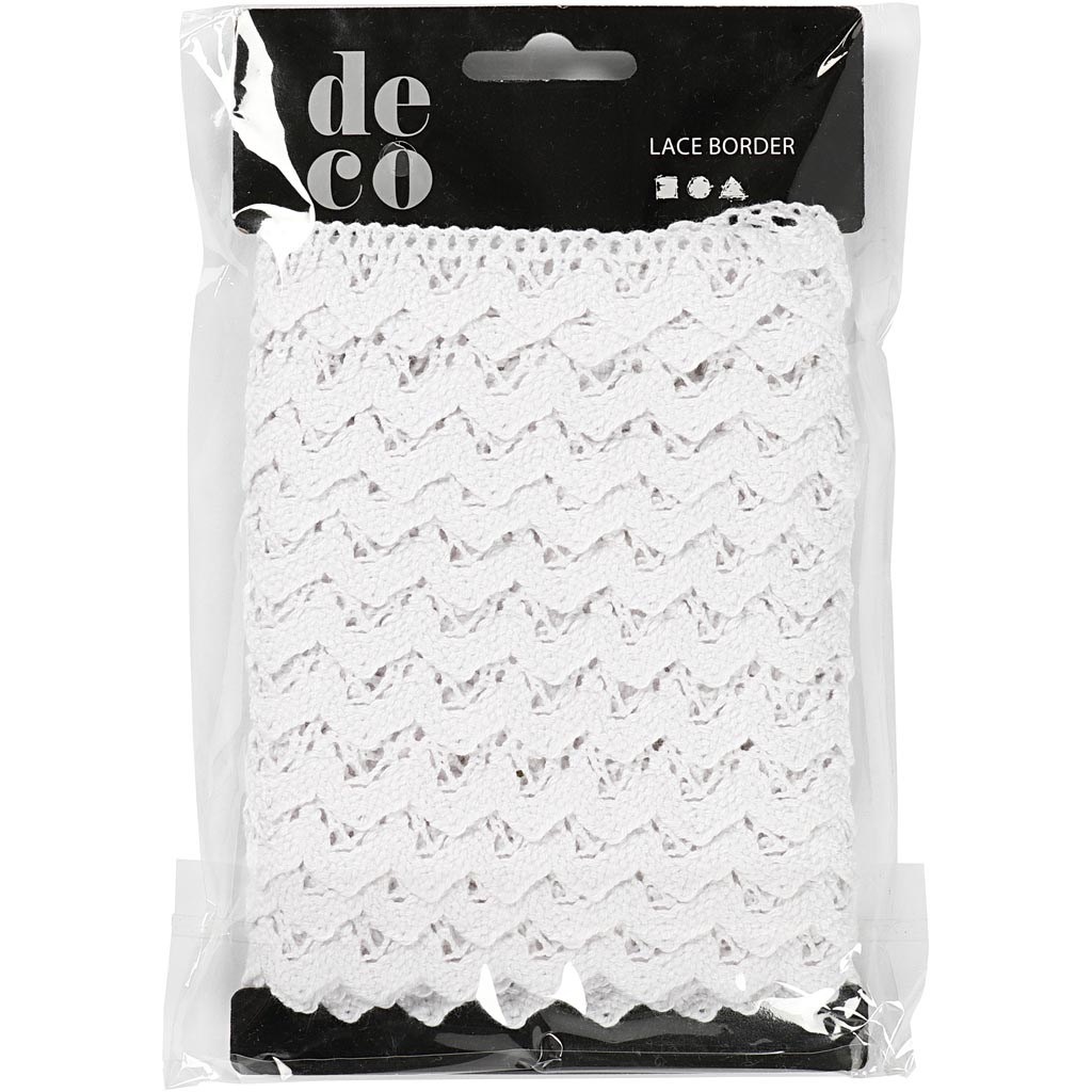 Heegeldatud pitsiriba , W: 19 mm, valge, 10 m/ 1 rull - Image 2