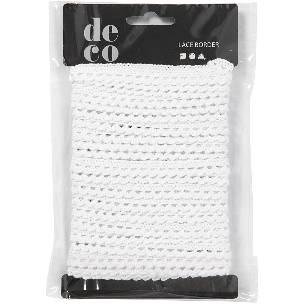 Heegeldatud pitsiriba , W: 10 mm, valge, 10 m/ 1 rull - Image 2