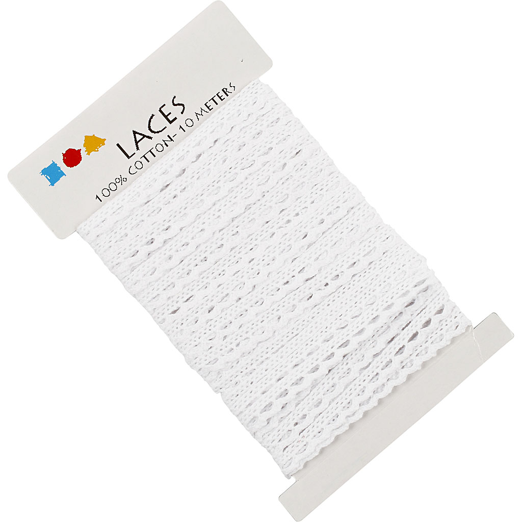 Heegeldatud pitsiriba , W: 10 mm, valge, 10 m/ 1 rull - Image 4