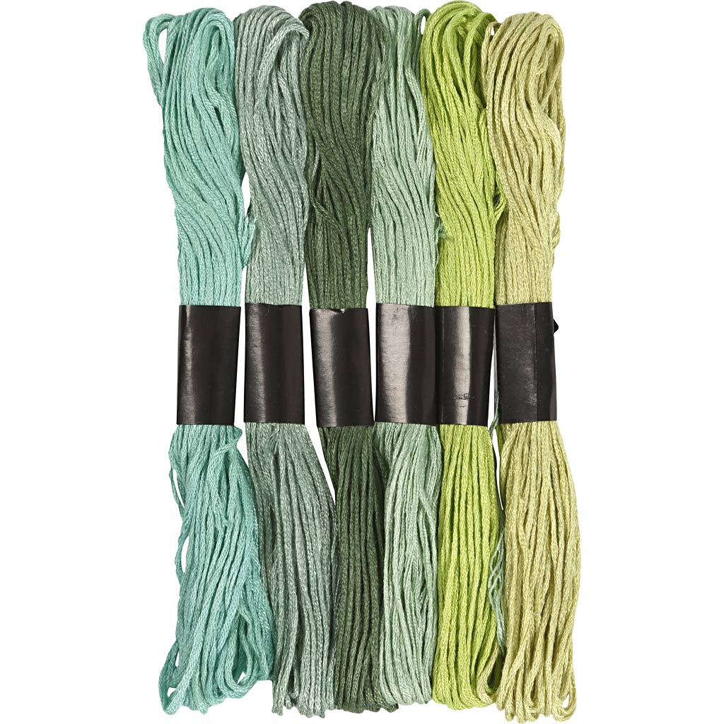 Tikkimisniit, paksus 1 mm, roheline, 6 kimpu/ 1 pakk