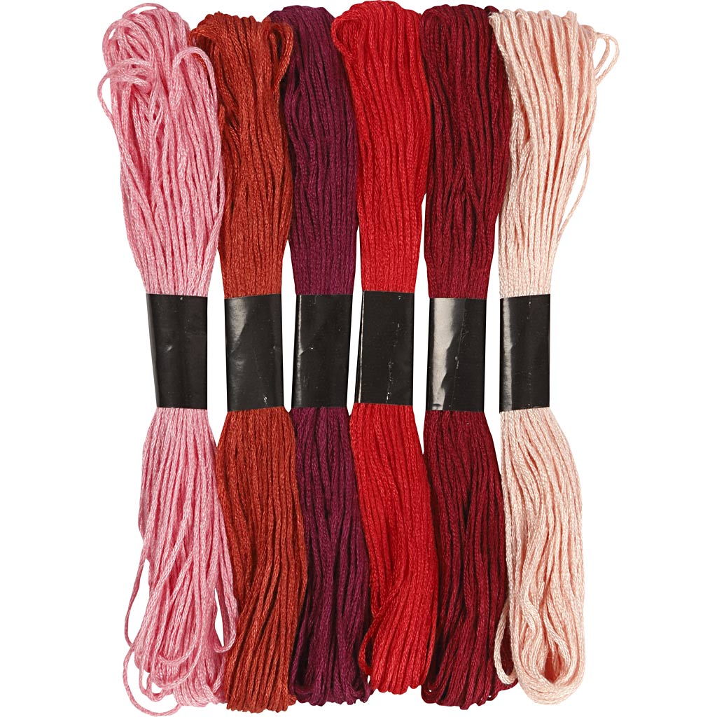 Tikkimisniit, paksus 1 mm, punane harmoonia, 6 kimpu/ 1 pakk