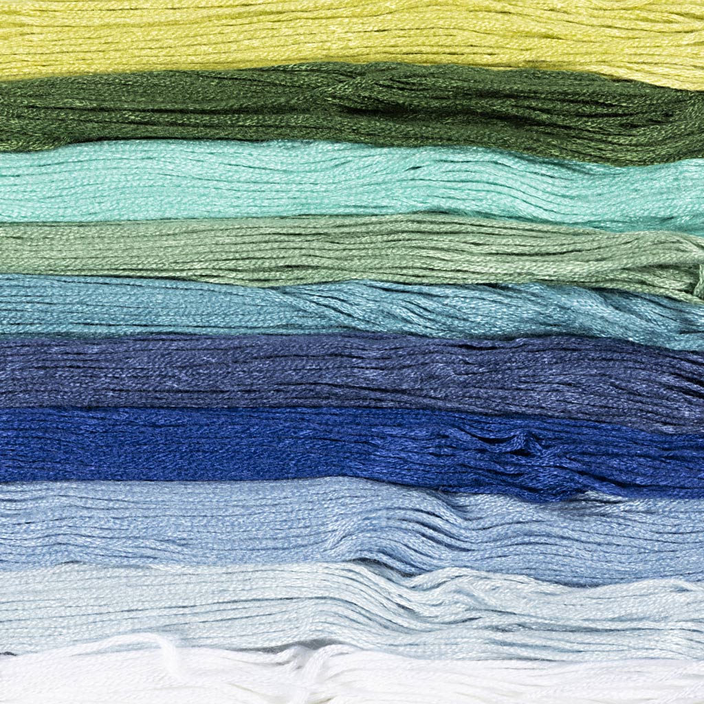 Tikkimisniit, paksus 1 mm, sinine/roheline harmoonia, 10x8 m/ 1 pakk - Image 4