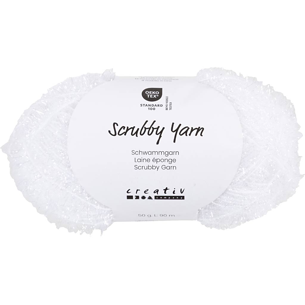 Scrubby lõng, L: 90 M, valge, 50 g/ 1 pallikas