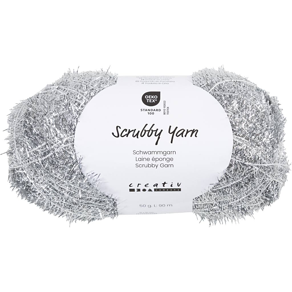 Scrubby lõng, L: 90 M, hõbedane, 50 g/ 1 pallikas