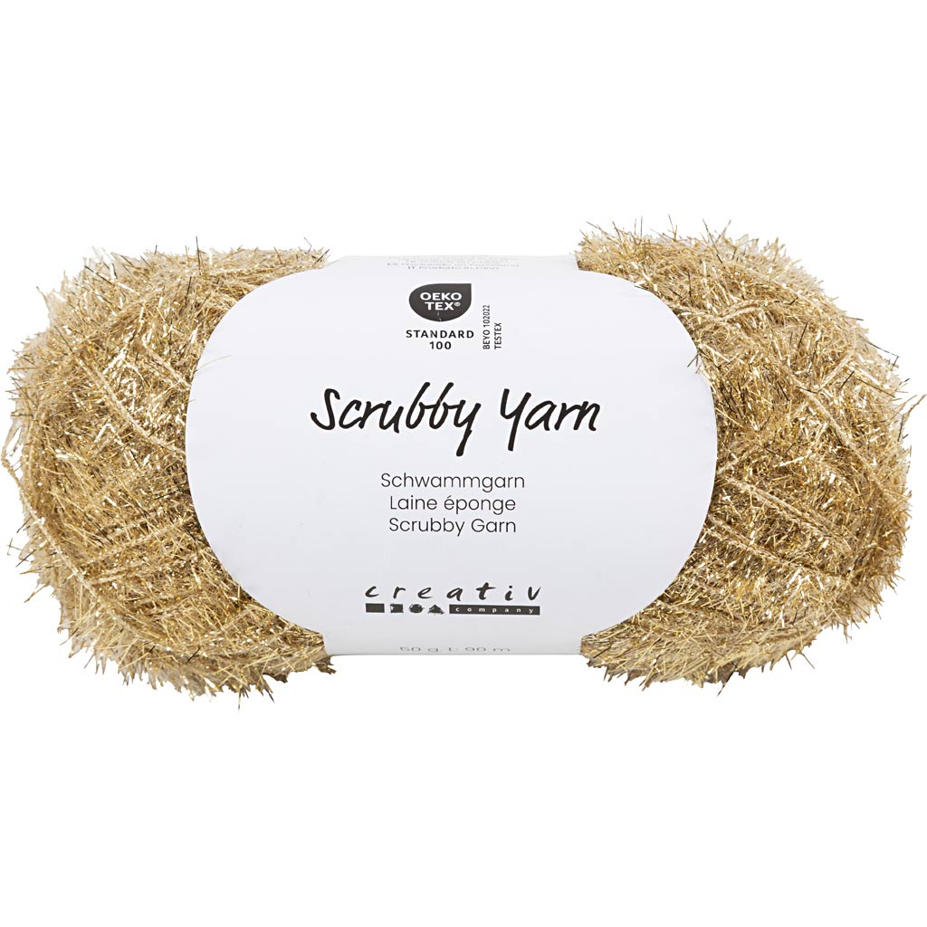 Scrubby lõng, L: 90 M, kuldne, 50 g/ 1 pallikas
