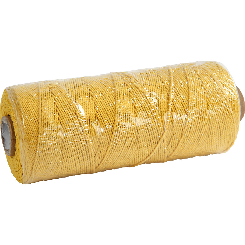 Makramee nöör, L: 315 M, paksus 1 mm, õhuke kvaliteet 12/12, kollane, 220 g/ 1 pall - Image 2