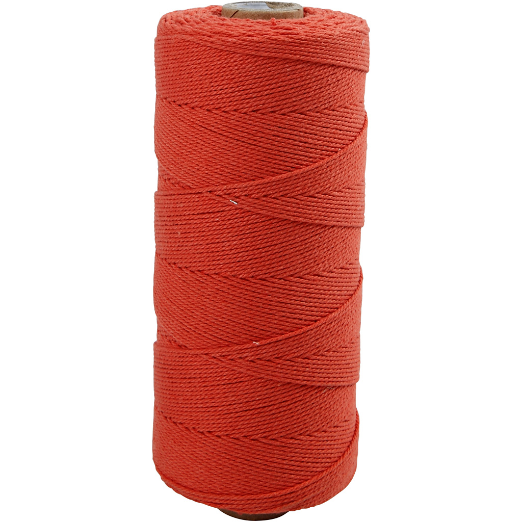 Makramee nöör, L: 315 M, paksus 1 mm, õhuke kvaliteet 12/12, oranž, 220 g/ 1 pall