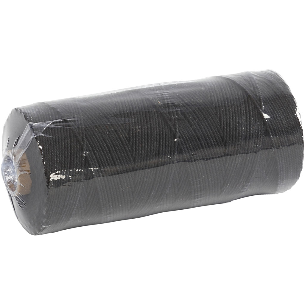 Makramee nöör, L: 315 M, paksus 1 mm, õhuke kvaliteet 12/12, must, 220 g/ 1 pallikas - Image 2