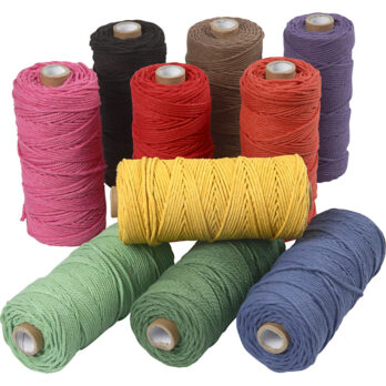 Makramee nöör, L: 100 M, paksus 2 mm, paks kvaliteet 12/36, värvid, 10x225 g/ 1 pakend.