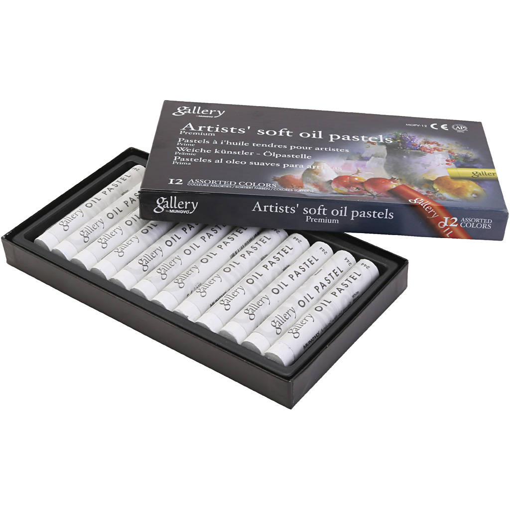 Galerii Õlipastell, L: 7 cm, diameeter. 11 mm, paksus 11 mm, valge, 12 tk/ 1 pakk