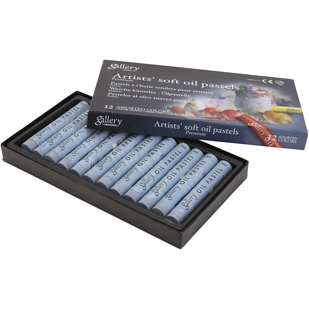 Galerii Õlipastell, L: 7 cm, diameeter. 11 mm, paksus 11 mm, hall, 12 tk/ 1 pakk