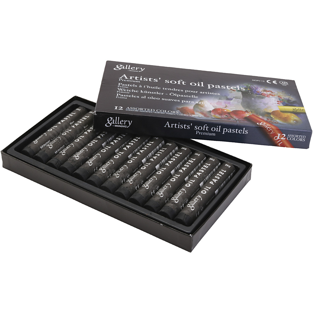 Galerii Õlipastell, L: 7 cm, diameeter. 11 mm, paksus 11 mm, must, 12 tk/ 1 pakk