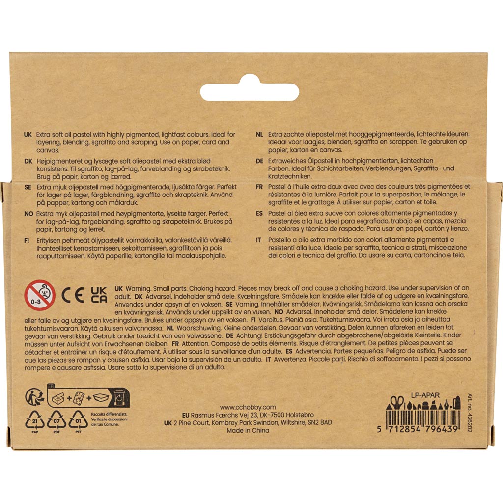 Õlipastellid, L: 7 cm, paksus 11 mm, loodusvärvid, 12 tk/ 1 pakk - Image 3