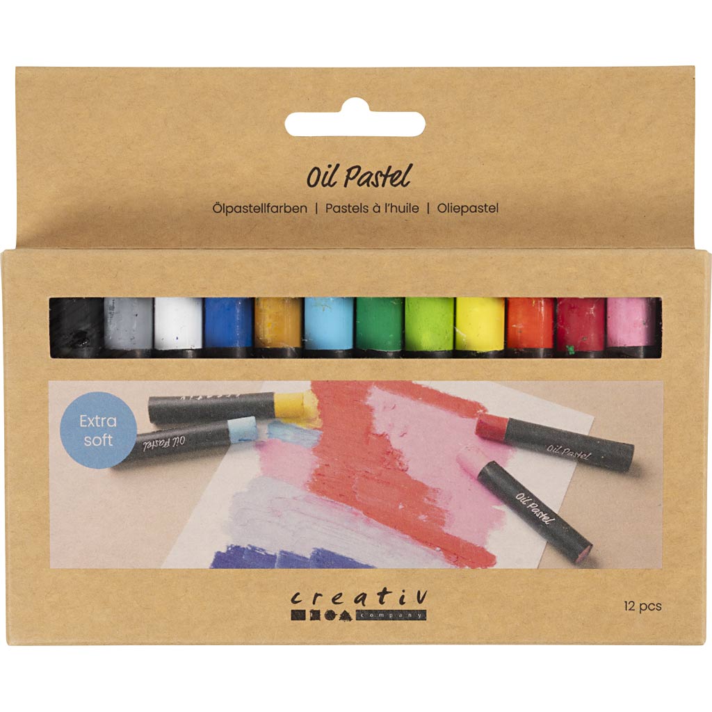 Õlipastellid, L: 7 cm, paksus 11 mm, standardvärvid, 12 tk/ 1 pakk - Image 2