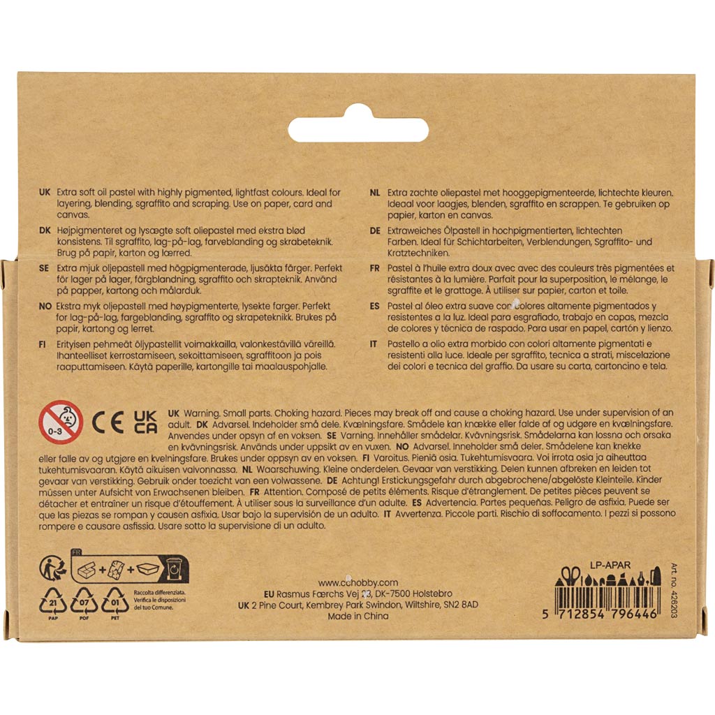 Õlipastellid, L: 7 cm, paksus 11 mm, standardvärvid, 12 tk/ 1 pakk - Image 3