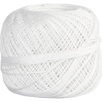 Merceriseeritud puuvillane lõng, heegelnõel 2-2,5, valge, 125 m, 20 g/ 1 pall