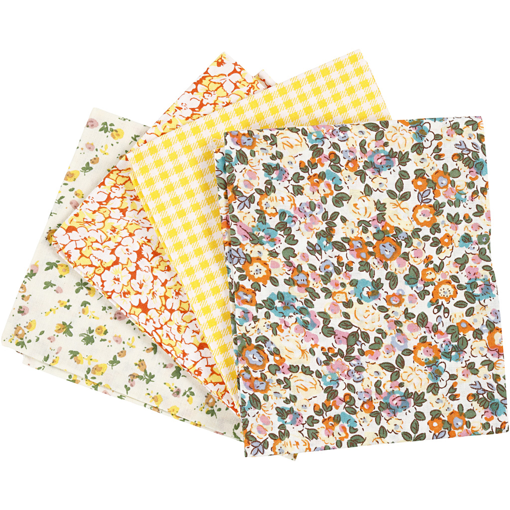 Patchwork kangas, suurus 45x55 cm, 100 g, kollane, 4 tk/ 1 pakk