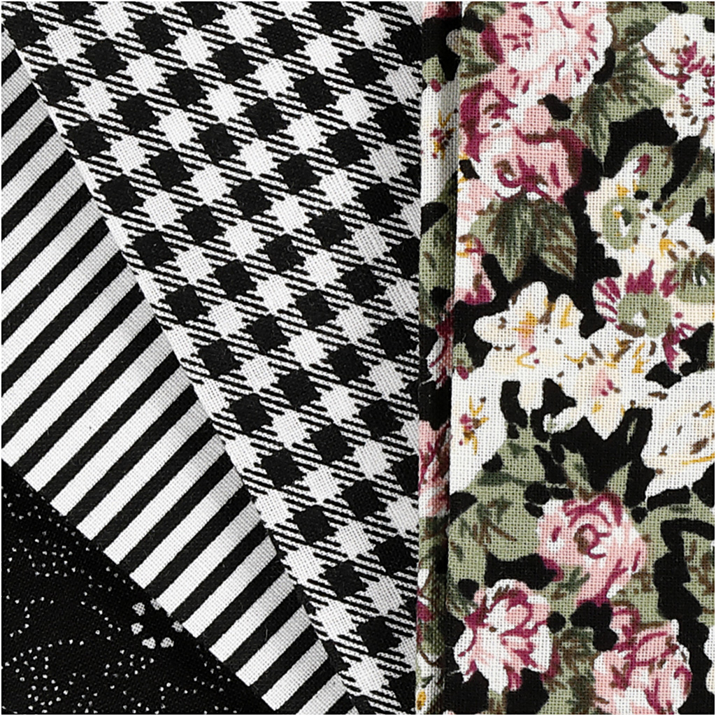 Patchwork kangas, suurus 45x55 cm, 100 g, must, 4 tk/ 1 pakk - Image 4
