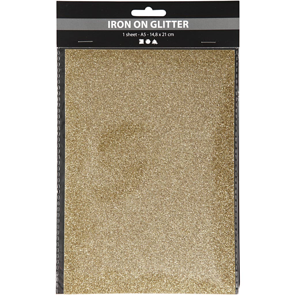 Triikimisfoolium, A5, leht 148x210 mm, glitter, kuldne, 1 leht - Image 2