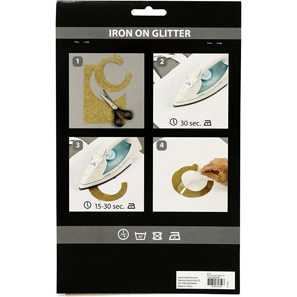 Triikimisfoolium, A5, leht 148x210 mm, glitter, kuldne, 1 leht - Image 3