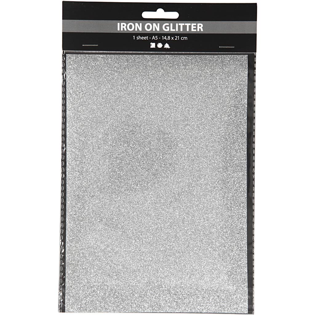 Triikimisfoolium, A5, leht 148x210 mm, glitter, hõbedane, 1 leht - Image 2