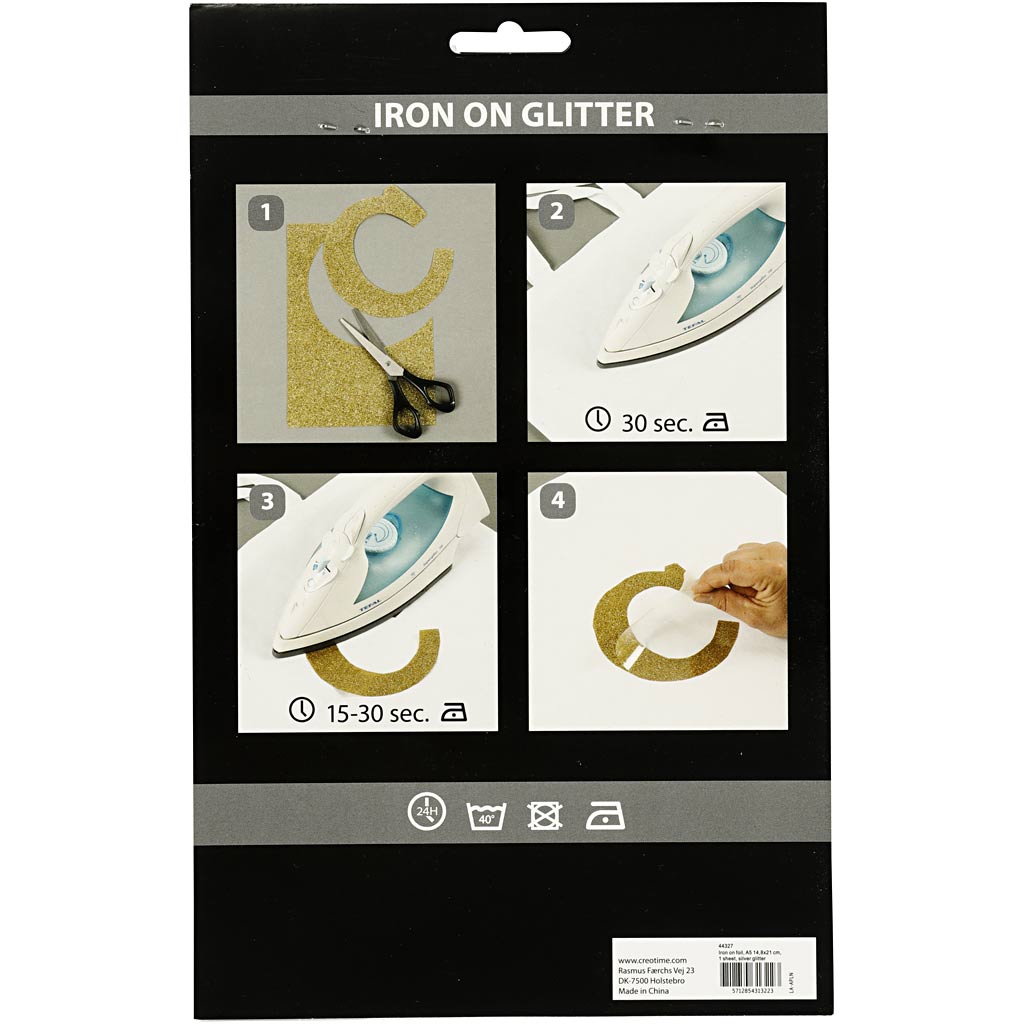 Triikimisfoolium, A5, leht 148x210 mm, glitter, hõbedane, 1 leht - Image 3