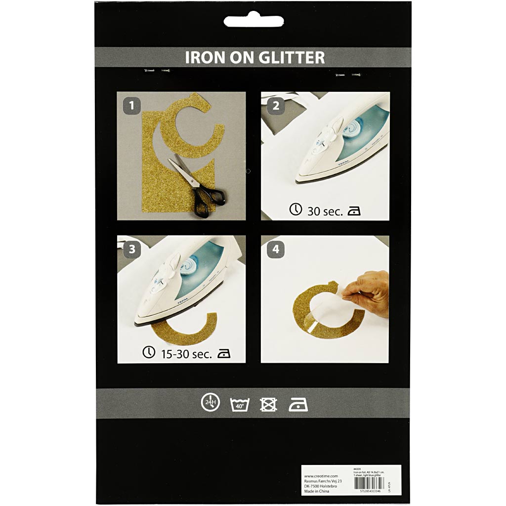 Triikimisfoolium, A5, leht 148x210 mm, glitter, helesinine, 1 leht - Image 3