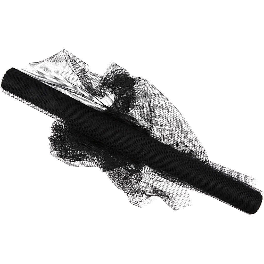 Tüll, laius: 50 cm, must, 5 m/ 1 rull