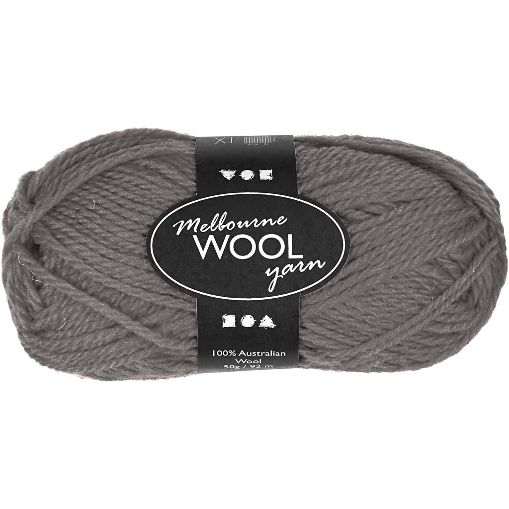Melbourne Wool Yarn, L: 92 M, hall, 50 g/ 1 pallikas