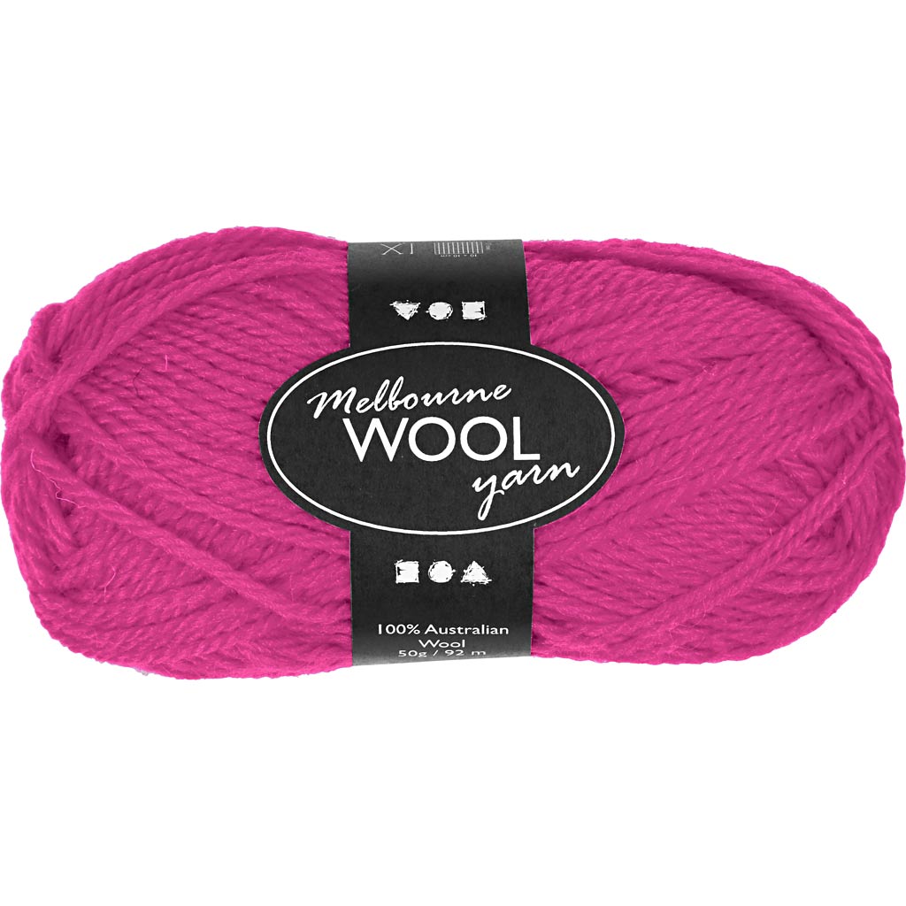 Melbourne Wool Yarn, L: 92 M, vardad 4-5,5, neoonroosa, 50 g/ 1 pallikas