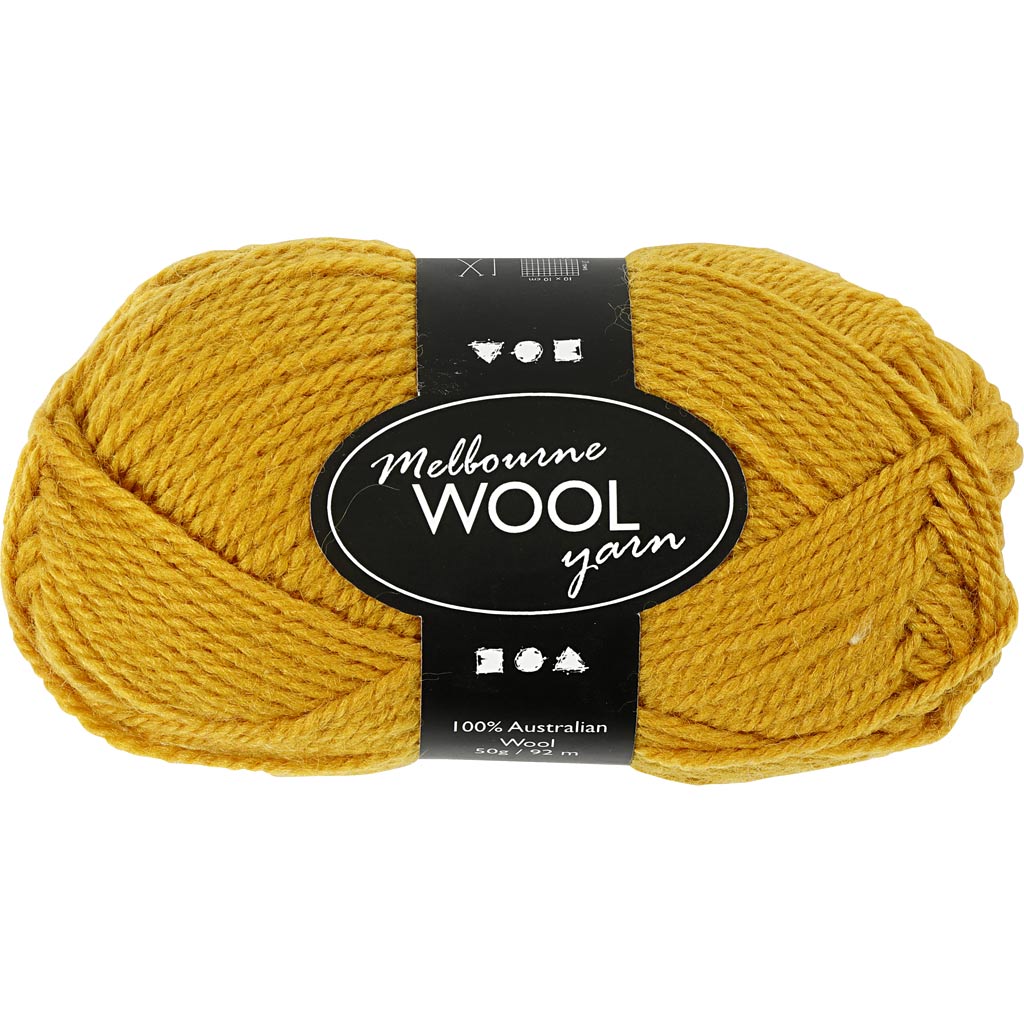 Melbourne Wool Yarn, L: 92 M, vardad 4-5,5, tumekollane, 50 g/ 1 pallikas