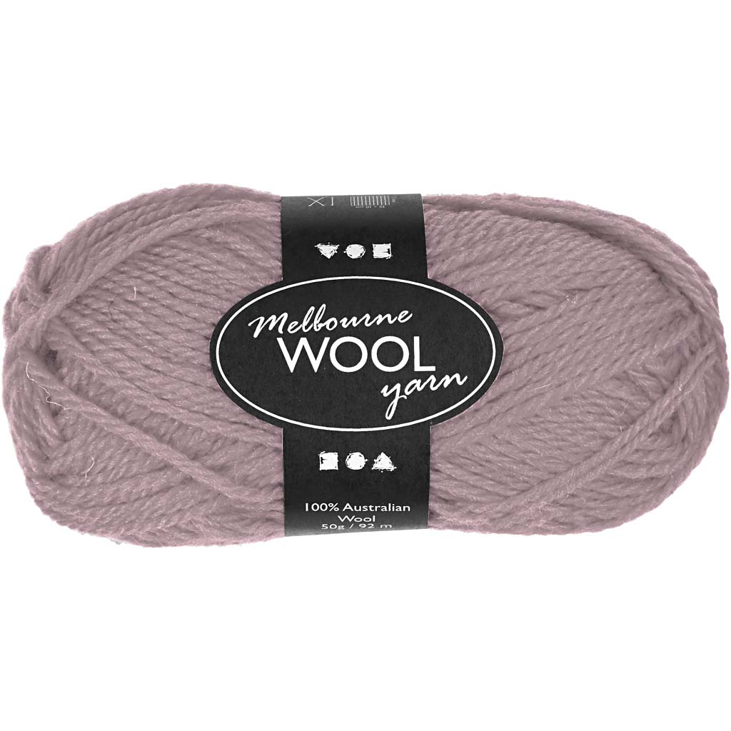 Melbourne Wool Yarn, L: 92 M, hele lilla, 50 g/ 1 pallikas