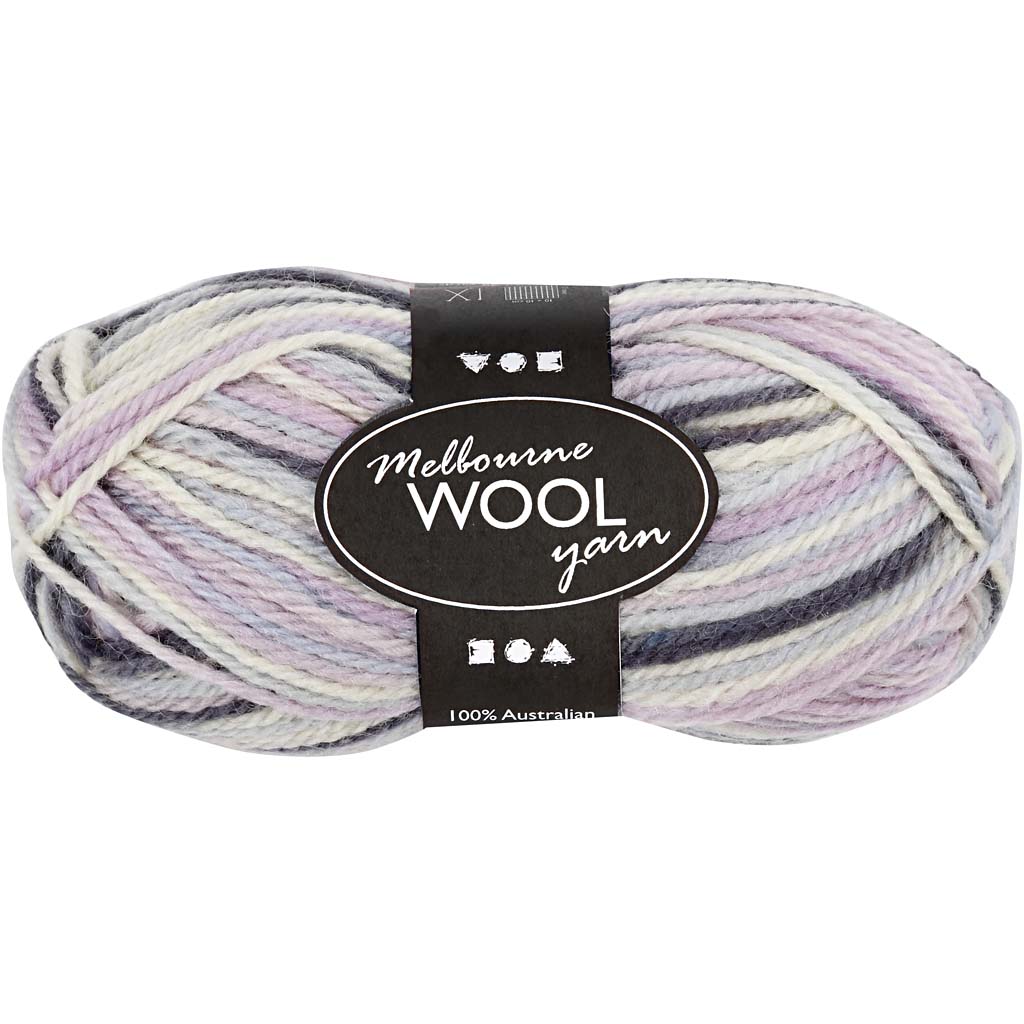 Melbourne Wool Yarn, L: 92 M, pastell lilla, 50 g/ 1 pallikas