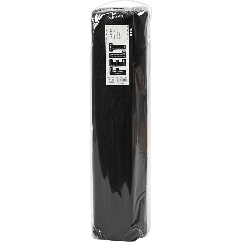 Käsitöövilt, laius 45 cm, paksus 1,5-2 mm, 180-200 g, must, 5 m/ 1 rull. - Image 2