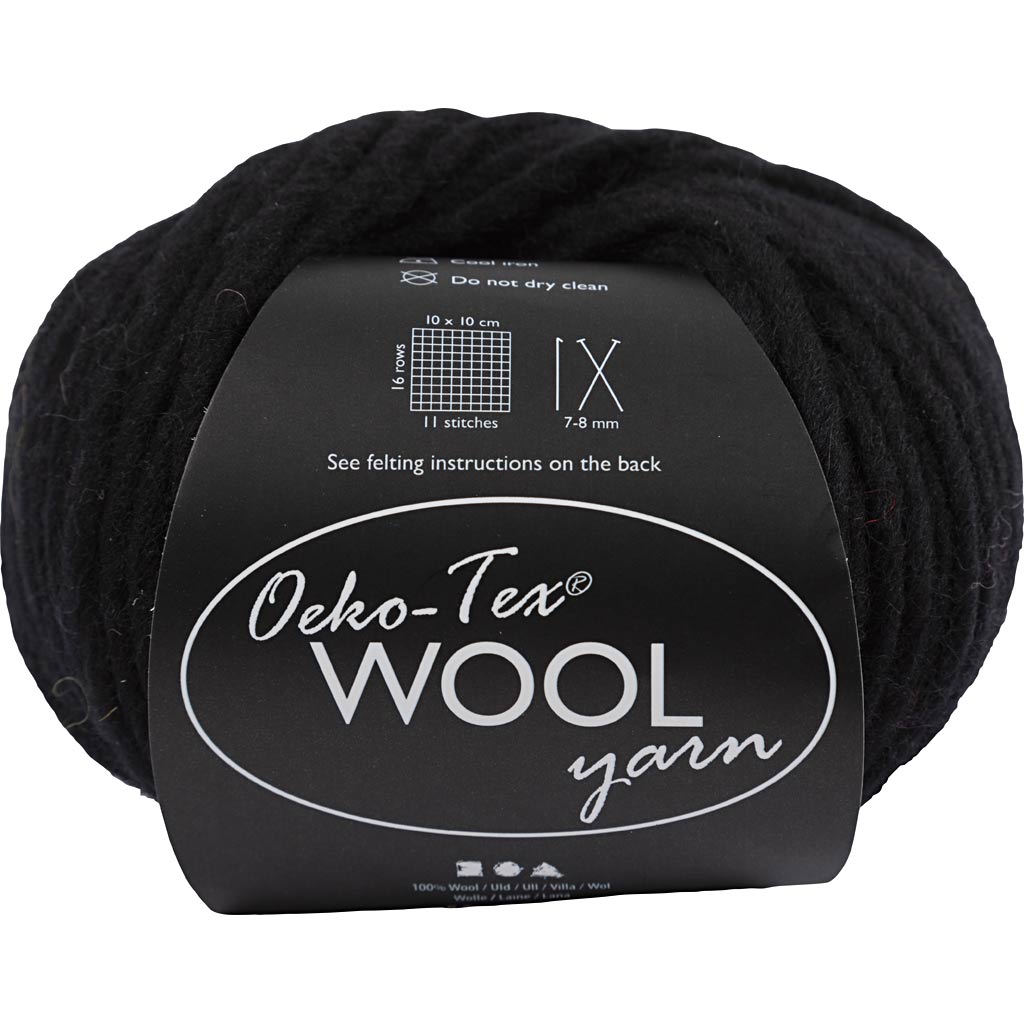 Villane lõng, L: 50 M, vardad 8-9, must, 50 g/ 1 pallikas