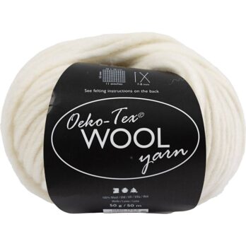 Villane lõng, L: 50 M, vardad 8-9, valge, 50 g/ 1 pallikas