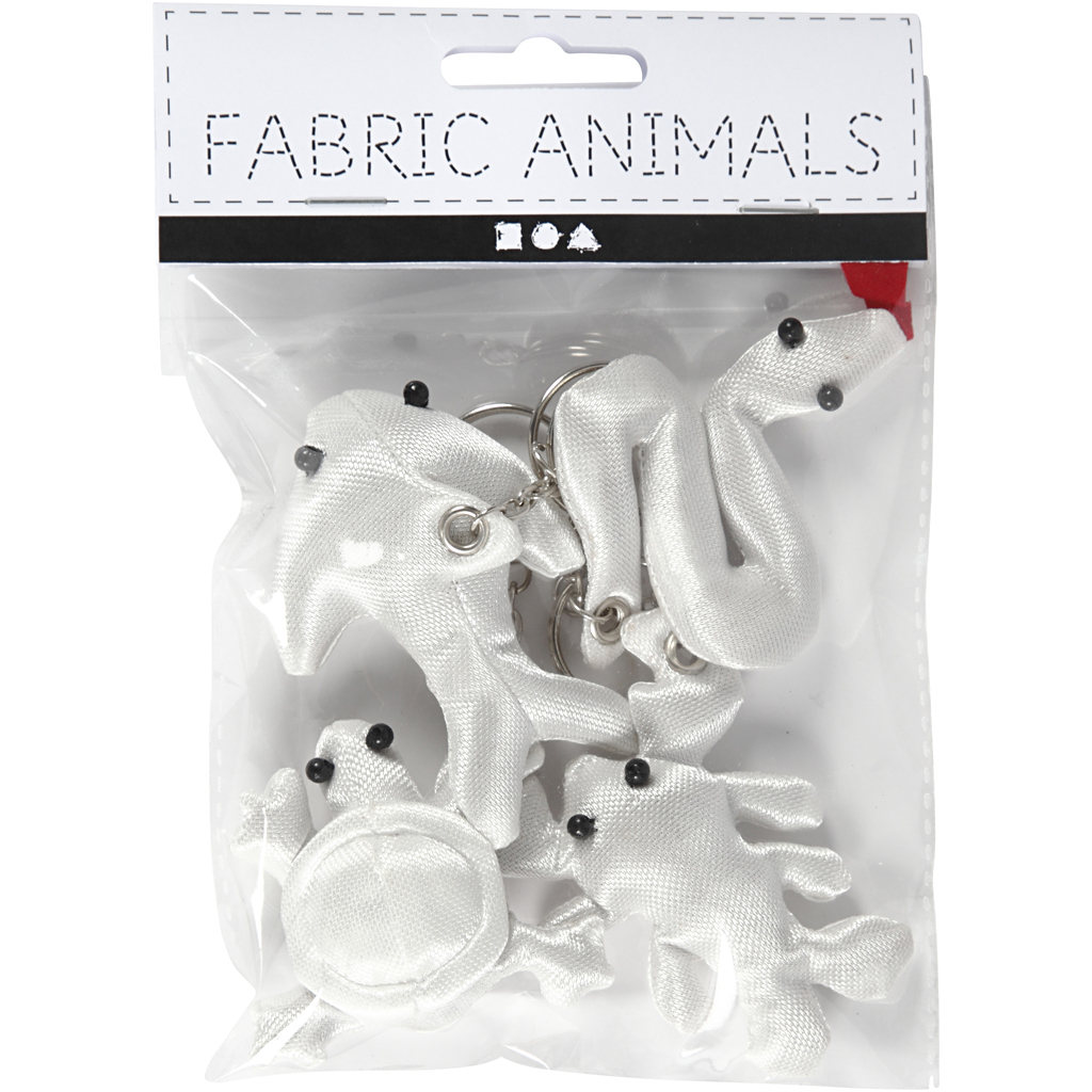 Kangasfiguurid võtmerõngastega, suurus 4-8 cm, valge, 4 tk/ 1 pakend - Image 2