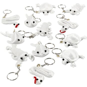 Kangasfiguurid võtmerõngastega, suurus 4-8 cm, valge, 4x3 tk/ 1 pakk