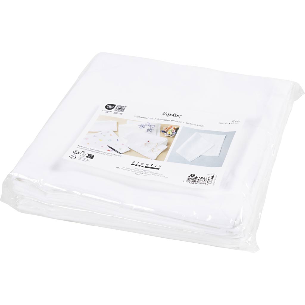Kangassalvrätikud, suurus 42x42 cm, 145 g, valge, 12 tk/ 1 pakk - Image 3