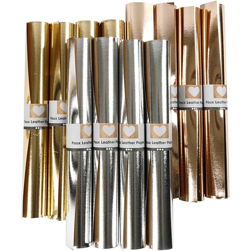 Kunstnahast paber, laius: 49 cm, paksus 0,55 mm, ühevärviline, foolium, kuld, roosakuld, hõbe, 12x1 m/ 1 pakk