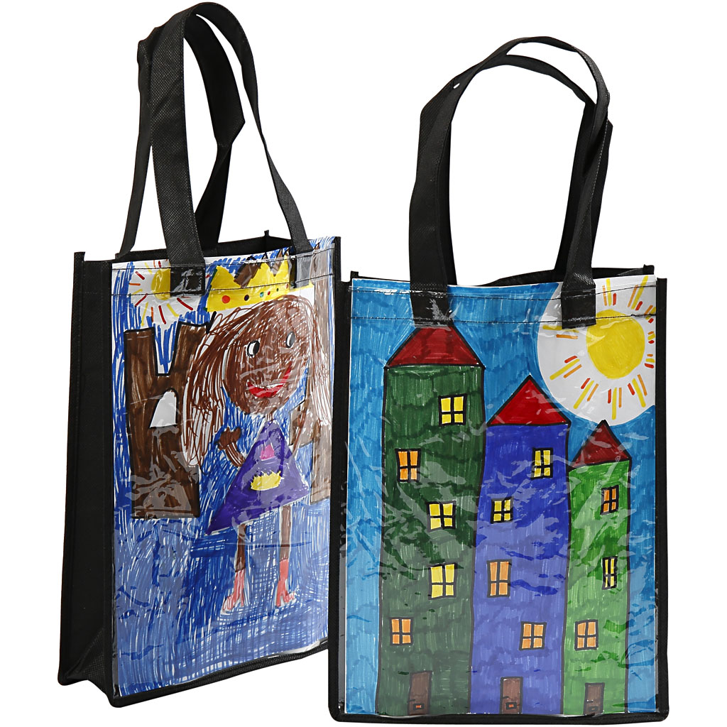 Plastist esiküljega kott, suurus 30x23x7 cm, must, 1 tk - Image 2